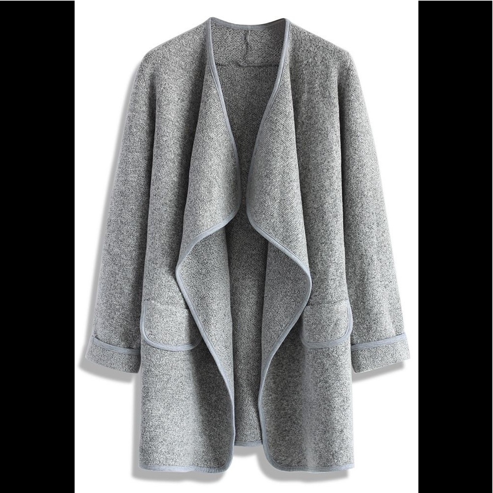 NWT Women ChicWish Just Knitted Open Coat Grey S/M